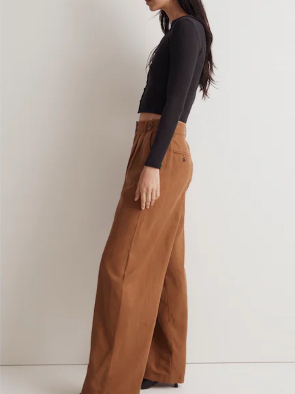 Madewell The Harlow Wide-Leg Pant in Acorn - Picture 3 of 15
